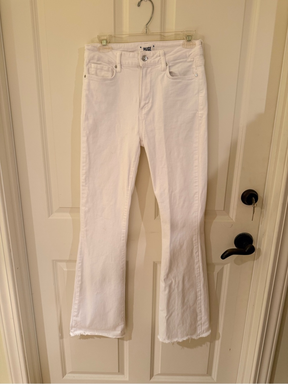 PAIGE White High-Rise Laurel Canyon Flare Jeans